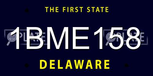 1BME158 Delaware License Plate
