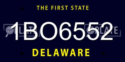 1BO6552 Delaware License Plate