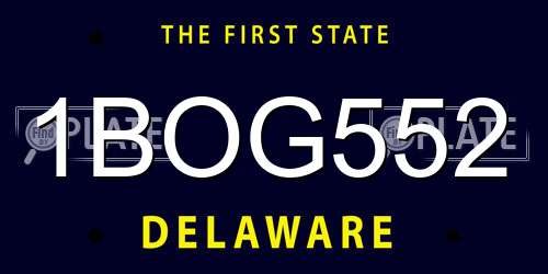 1BOG552 Delaware License Plate