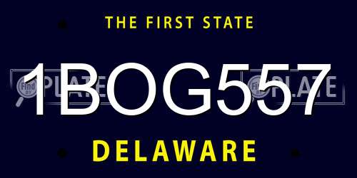 1BOG557 Delaware License Plate