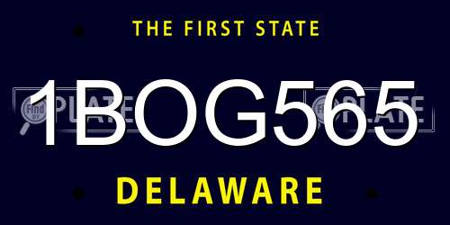 1BOG565 Delaware License Plate