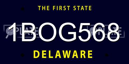 1BOG568 Delaware License Plate