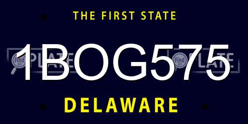 1BOG575 Delaware License Plate