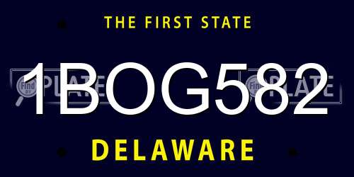 1BOG582 Delaware License Plate