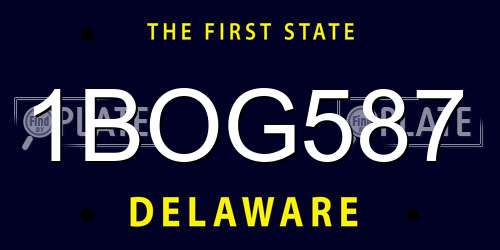 1BOG587 Delaware License Plate