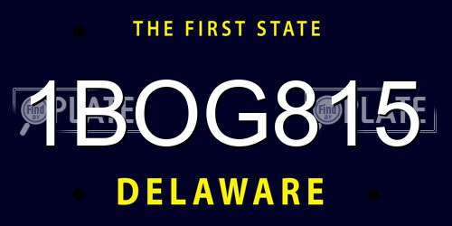 1BOG815 Delaware License Plate