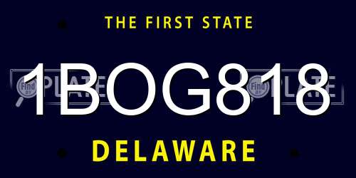 1BOG818 Delaware License Plate