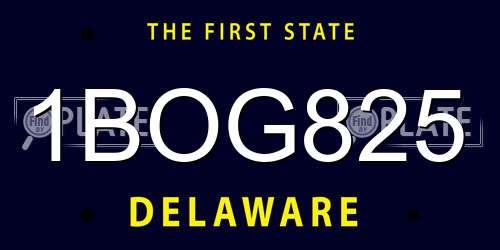 1BOG825 Delaware License Plate