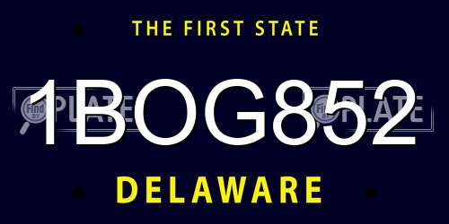 1BOG852 Delaware License Plate