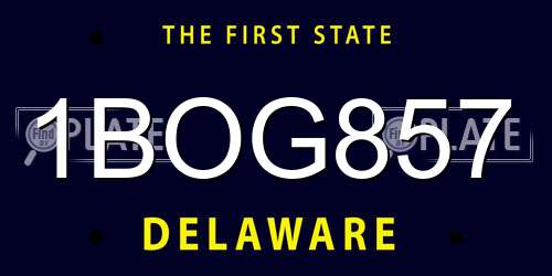 1BOG857 Delaware License Plate