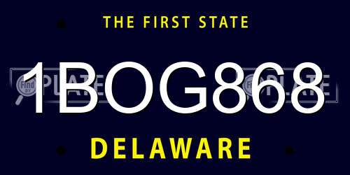 1BOG868 Delaware License Plate