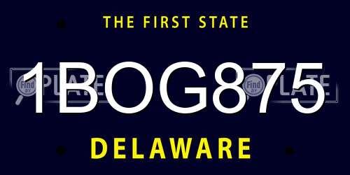 1BOG875 Delaware License Plate