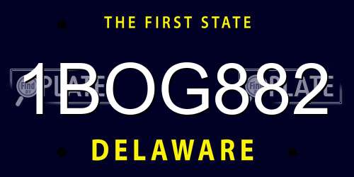 1BOG882 Delaware License Plate