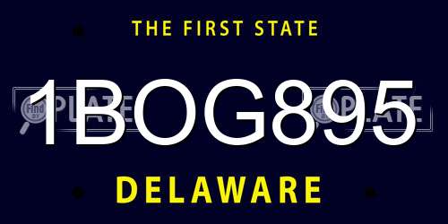 1BOG895 Delaware License Plate