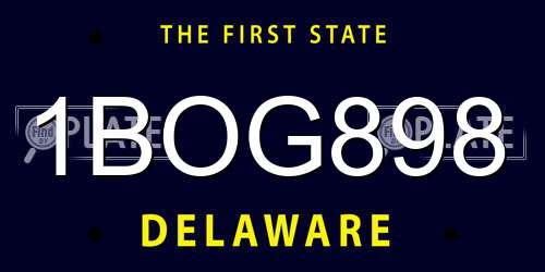 1BOG898 Delaware License Plate