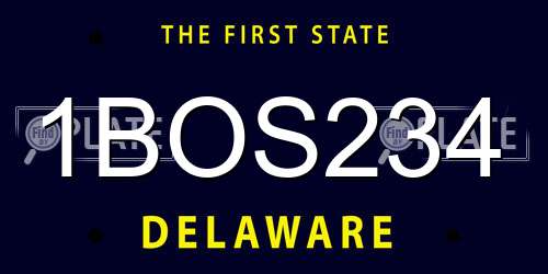 1BOS234 Delaware License Plate