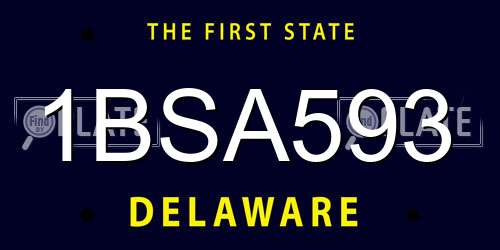 1BSA593 Delaware License Plate