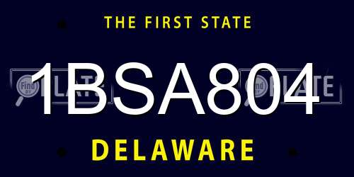 1BSA804 Delaware License Plate