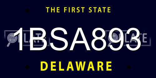 1BSA893 Delaware License Plate