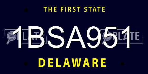 1BSA951 Delaware License Plate