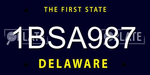 1BSA987 Delaware License Plate