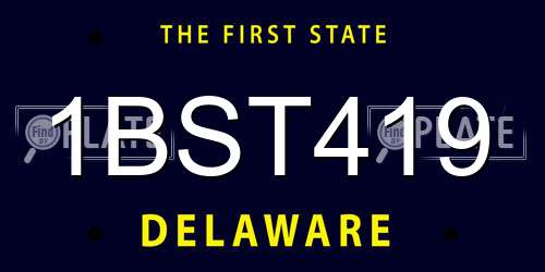 1BST419 Delaware License Plate