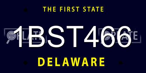1BST466 Delaware License Plate