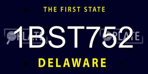 1BST752 Delaware License Plate