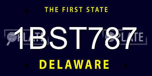1BST787 Delaware License Plate