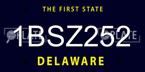 1BSZ252 Delaware License Plate