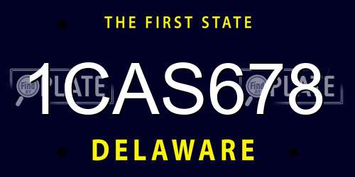 1CAS678 Delaware License Plate