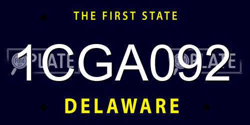 1CGA092 Delaware License Plate