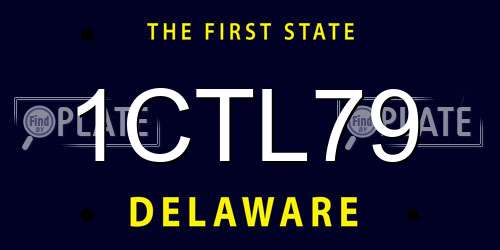 1CTL79 Delaware License Plate