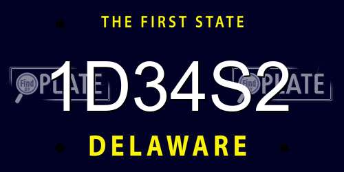 1D34S2 Delaware License Plate