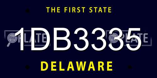 1DB3335 Delaware License Plate