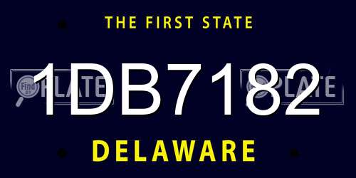 1DB7182 Delaware License Plate