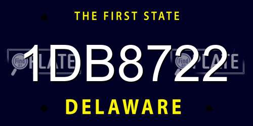 1DB8722 Delaware License Plate
