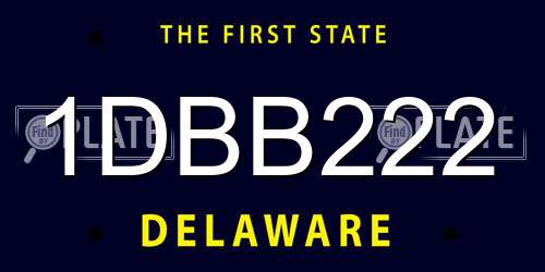 1DBB222 Delaware License Plate