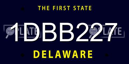 1DBB227 Delaware License Plate