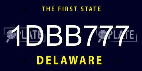 1DBB777 Delaware License Plate
