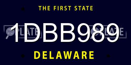 1DBB989 Delaware License Plate