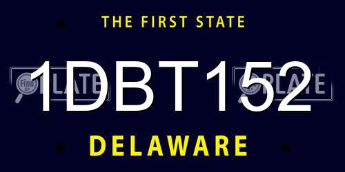 1DBT152 Delaware License Plate