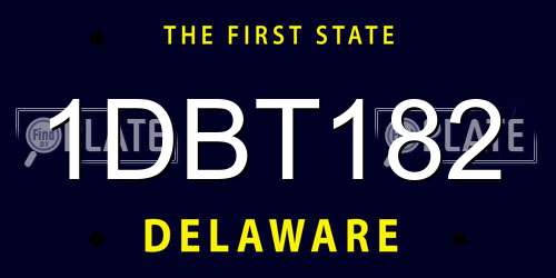 1DBT182 Delaware License Plate