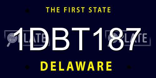 1DBT187 Delaware License Plate