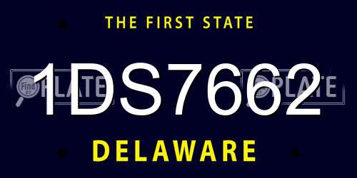 1DS7662 Delaware License Plate