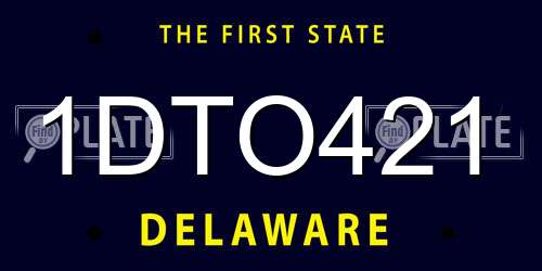 1DTO421 Delaware License Plate