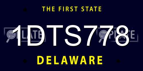 1DTS778 Delaware License Plate