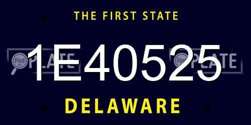 1E40525 Delaware License Plate