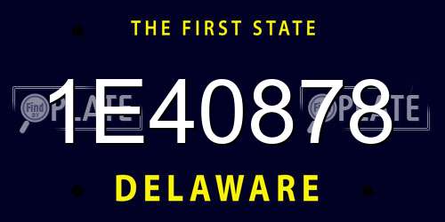 1E40878 Delaware License Plate