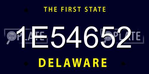1E54652 Delaware License Plate
